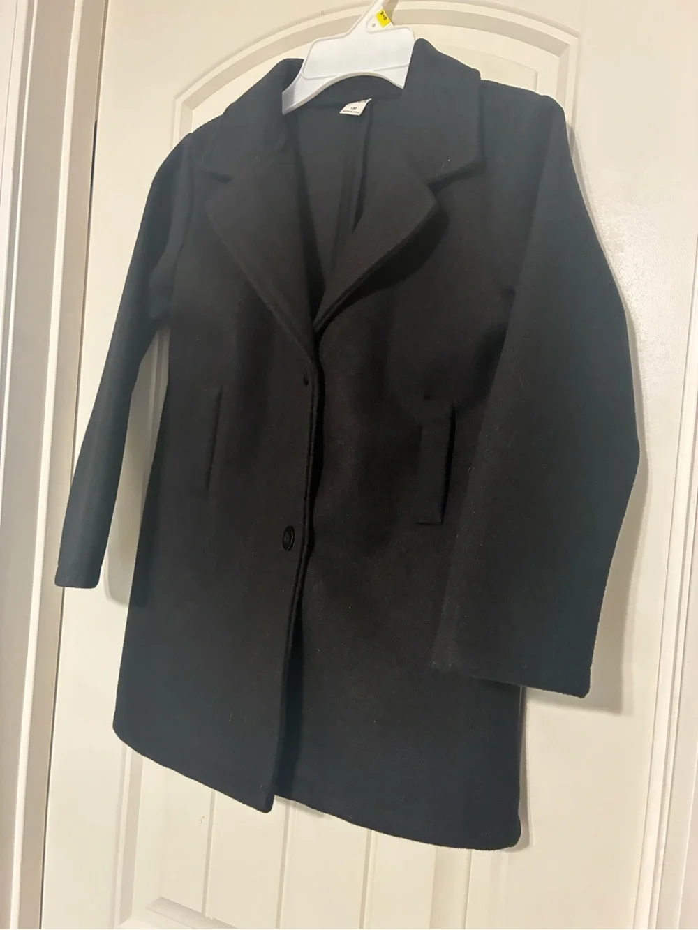 Kids Black Single-Breasted Pea Coat